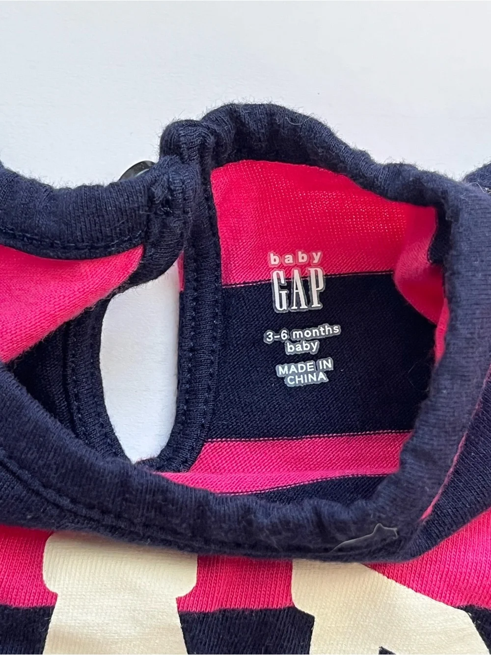 GAP Girls Hot Pink & Navy Striped Long Sleeve Tee